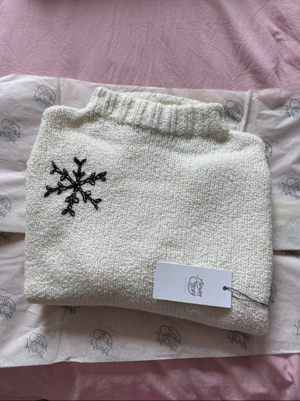 Margaret O’Leary Snowflake Mock Ivory Sweater